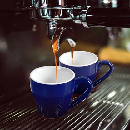 homEdge Porcelain Espresso Shot Cup Set with Saucers and Stainless Steel Spoons - 80 ml / 2.67 oz, Set of 4, Navy - color: Navy