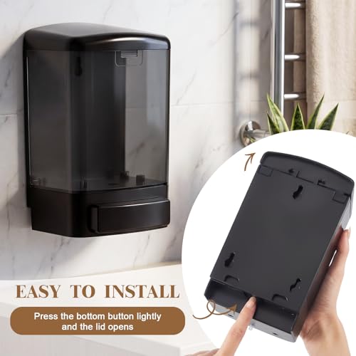 Hushee 4 Pcs Wall Mounted Soap Dispenser,33.8 Oz 1000 Ml,All Black | Manual Press, 1000ml 33.8oz Capacity Clear Window, For Restaurant Bathroom Kitchen Hotel, Liquid Soap Shampoo Dispenser - color: All Black, size: 33.8 oz 1000 ml