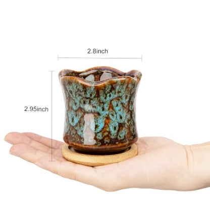Succulent Pots with Drainage Tray, Cute Ceramic Pots for Plants Set of 6 - color: 2.8"colorful - 6pcs