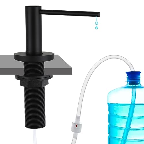 Upgraded Matte Black Soap Dispenser for Kitchen Sink, Stainless Steel Countertop Pump, Built in Sink Soap Dispenser with 47" Extension Tube kit - color: Matte Black