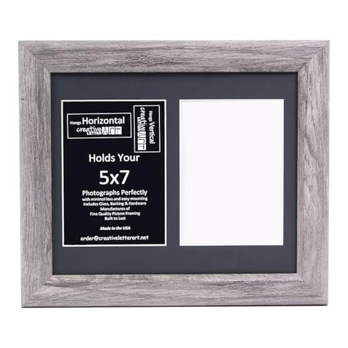 Creative Letter Art 2 Opening Driftwood Picture Frame with Glass to hold 5 by 7 inch Photographs including 10x12-inch Black Mat Collage - color: 2 opening, size: Driftwood w/ Black