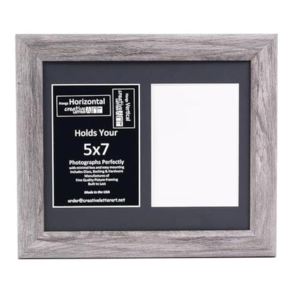 Creative Letter Art 2 Opening Driftwood Picture Frame with Glass to hold 5 by 7 inch Photographs including 10x12-inch Black Mat Collage - color: 2 opening, size: Driftwood w/ Black
