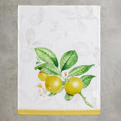 Maison d' Hermine Kitchen Towels Set of 3 Reusable 100% Cotton 27.50" x 20" | Cloth Tea Dish Towels Absorbent with Hanging Loop for Kitchen Dining Party Wedding Hotel Home Spring Summer - Limoncello - color: 003 - Limoncello