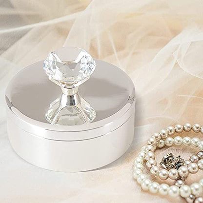 Diamond Silver Keepsake Box,Jewelry Box For Girls Jewelry Trinket Box Unique Gift For Her Crystal Trinket Box - color: Diamond