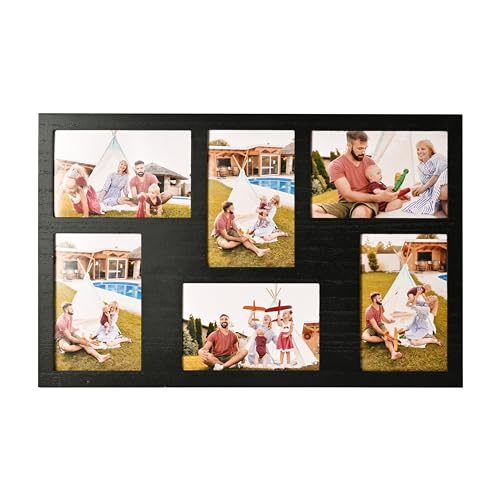 4x6 Collage Picture Frame Family Photos Display - 6 Openings Black | Collage Picture Frame for Family Wall Hanging or Tabletop Black Picture Frame Decor Set for Home Decor Family Gifts - color: 6 Openings - Black - 4x6