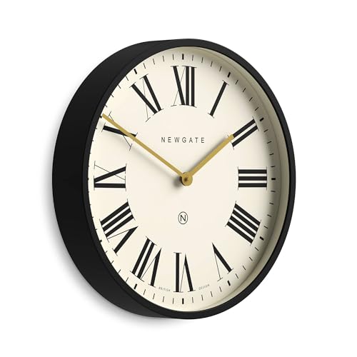 NEWGATE® Universal wall Clock | Large Modern Classic Clock | 17" | Deep matt Black Metal case | Roman Numerals | Classic Style for Kitchen, Living Room or Office - style: Roman
