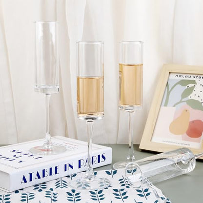 Champagne Flutes Set of 12, 160ML - Elegant Glass Champagne Flutes for Celebrations - 5.5oz Capacity, Clear (Glass, 12Pcs160ML)