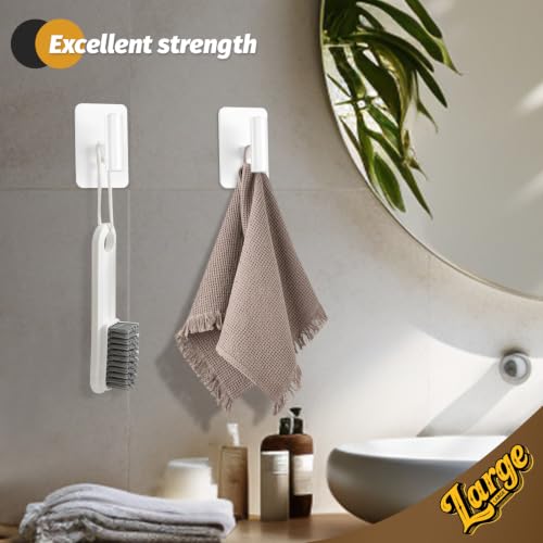 Heavy Duty Adhesive Hooks - 26lb Max, Sticky Wall Hooks Waterproof Stainless Steel for Hanging Towel, Coat, Robe, Towel Hooks Stick on Bathroom, Kitchen, Shower, Door (White, 4 Pack) - color: White-Cylinder4