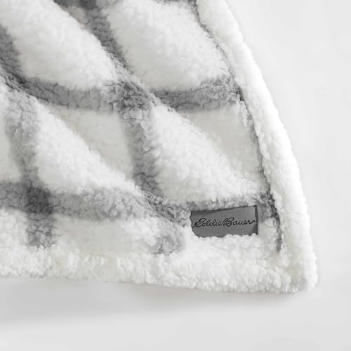 Eddie Bauer - Throw Blanket, Ultra-Soft Plush Bedding with Faux Shearling Reverse, Blanket for Couch & Bed (Bunkhouse Plaid Grey, 50" x 60") - color: Bunkhouse Plaid Grey, size: 50" x 60"