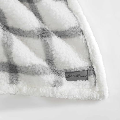 Eddie Bauer - Throw Blanket, Ultra-Soft Plush Bedding with Faux Shearling Reverse, Blanket for Couch & Bed (Bunkhouse Plaid Grey, 50" x 60") - color: Bunkhouse Plaid Grey, size: 50" x 60"
