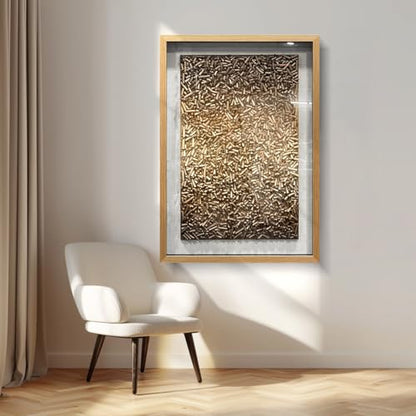 BrightA Creative Polymer Strip Wall Art, Natural Tones, 27.5"x39.4" | Collage and Superimposition, Adds Artistic Layers to Space - color: Light yellow + Dark brown + natural wood tone, size: 27.5"x39.4"
