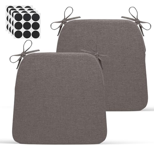 Chair Cushions for Dining Chairs - 17" x 16" x 2" D-Shaped Indoor Seat Cushions - Non Slip Chair Pads with Removable Ties and Washable Cover Set of 2 - Chair Leg Pads Included - Gray - color: Charcoal Gray, size: Pack of 2