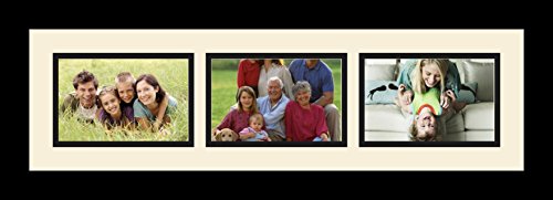 ArtToFrames Collage Photo Frame Single Mat with 3-4x6 Openings with Satin Black Frame and Alabaster mat. - color: 3 - 4x6 - (2136), size: Alabaster