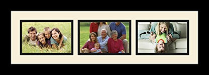 ArtToFrames Collage Photo Frame Single Mat with 3-4x6 Openings with Satin Black Frame and Alabaster mat. - color: 3 - 4x6 - (2136), size: Alabaster