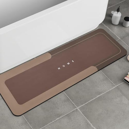 Housego Absorbent Bath Mat, Quick Dry Bath Rug, Non-Slip, 16.93x50 Inch, Brown - color: Brown, size: 1'5" x 4'2" (Rectangular)