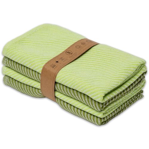 Ossano Kitchen Hand Towels - 4 Pack, (20" x 30") - Extra Soft & Striped - Versatile as, Flour Sack Towels, Kitchen Tea Towel, Dish Drying Towels, Soft Dish Cloths, Sage and Bright Green - color: Sage and Bright Green