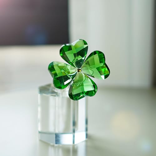 4'' Crystal Four Leaf Clover Figurine Collectibles St Patricks Day Decor - style: Four Leaf Clover