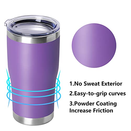DOMICARE 20oz Tumbler with Lid Stainless Steel Tumblers Bulk, Double Wall Vacuum Insulated Coffee Travel Mug Powder Coated Tumbler, 8 Count (Pack of 1) Purple - color: Purple, size: 8 count
