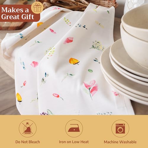 Maison d' Hermine Kitchen Towels Set of 3 Reusable 100% Cotton 27.50" x 20" | Cloth Tea Dish Towels Absorbent with Hanging Loop for Kitchen Dining Party Wedding Hotel Home Spring Summer - Botanical Fresh - color: 013 - Botanical Fresh