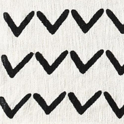 HomeRoots 50" X 60" Black and White Woven Cotton Chevron Throw Blanket with Tassels