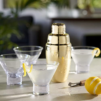 Viski Crystal Stemless Martini Glasses - Fun Cocktail Glasses, Crystal Clear Coupe Glass Gift Set, 7.5 oz, Martini Glasses Set of 4 - style: Stemless Martini Glasses