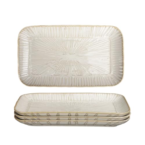 13.6-inch ceramic dinner plates (4-pack), rectangular salad plates, serving plates, dinner plate set, dessert plates. Suitable for serving salads, appetizers, desserts, and fruits. - color: White1