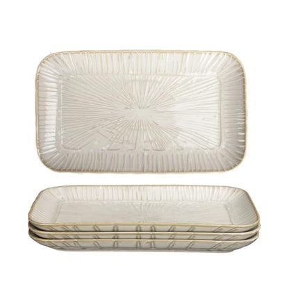 11.6-inch ceramic dinner plates (4-pack), rectangular salad plates, serving plates, dinner plate set, dessert plates. Suitable for serving salads, appetizers, desserts, and fruits. - color: White2