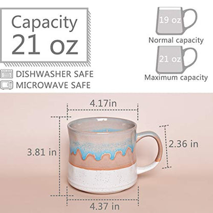 Bosmarlin Large Ceramic Coffee Mug, Big Tea Cup, 7 Colors to Choose, 21 Oz, Dishwasher and Microwave Safe, 1 PCS (White) - color: White