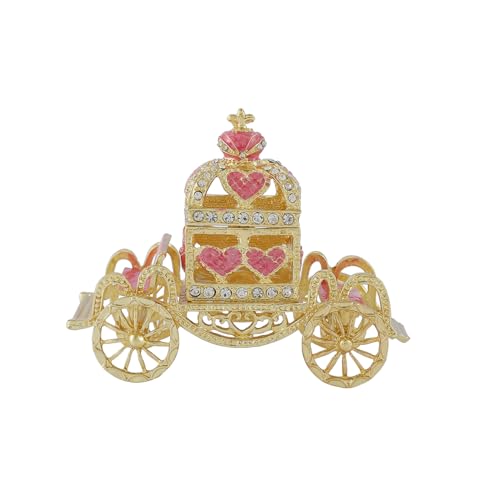 Retro Hollow out Carriage Trinket Box Small Jewelry Boxes Hand-Painted Mother's Day Gift for Women(Pink) - color: Pink