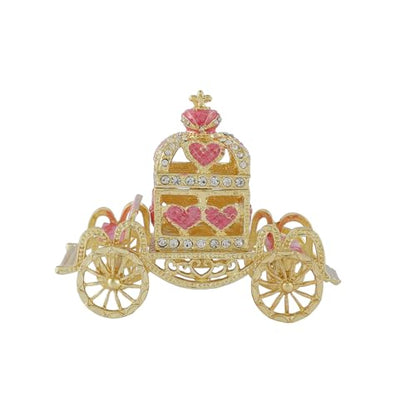 Retro Hollow out Carriage Trinket Box Small Jewelry Boxes Hand-Painted Mother's Day Gift for Women(Pink) - color: Pink