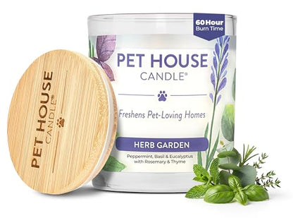 Pet House Candles, Plant-Based, Long Lasting, Pet Friendly Candles for Home, 60 Hour Burn Time - Herb Garden, 9 oz - color: Herb Garden, size: Pack of 1