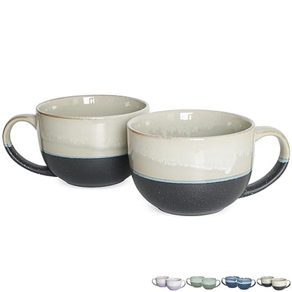 Bosmarlin Extra Large Ceramic Coffee Mug, 23 Oz, Microwave and Dishwasher Safe, Big Oversized Tea Cup for Office and Home, Reactive Glaze (Grey) - color: Gray