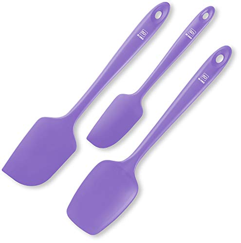 DI ORO Silicone Spatula Set - 600F Heat Resistant, 3-Pc Lavender | Rubber scraper won't scratch nonstick pans; For baking, cooking, mixing, and frosting; BPA-free and dishwasher safe - color: Lavender