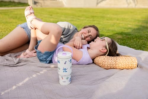 Zak Designs Disney Stitch Siply 20oz Leak-Proof Straw Insulated Tumbler | BPA Free, Stainless Steel, Handle, Cupholder Friendly, Dishwasher Safe, Kids Water Bottle, Reuseable For School, Home, Travel - color: Lilo and Stitch