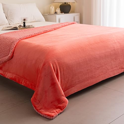 K.Garden Sherpa Throw Blanket for Couch Sofa, Super Soft Cozy Fuzzy Plush Blankets Fleece Thick Warm Blanket for Winter Reversible Thick Warm Blanket for Bed, Sofa, Rose Pink Solid 50 * 60inch - color: Rose Pink Solid, size: Throw (50" x 60")