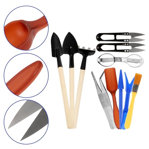 12pcs Gardening Hand Tool Set with Metal Trowel, Soil Scoop, Water Spray Bottle and Planting Tweezers for Flowerpots and Succulent Care