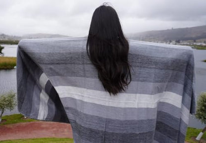 Alpaca Wool Throw Blanket, Grey Striped, 65 x 48 | Cozy, Ultra-Soft, Naturally Warm, Lightweight & Breathable, Non-Itchy - color: Grey Striped, size: Throw (48" x 65")