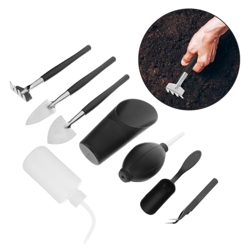 DOITOOL 8pcs Gardening Hand Tool Set Mini Garden Tools for Planting and Transplanting Succulents with Soil Digging Trowel and Bonsai for Indoor and Outdoor Use