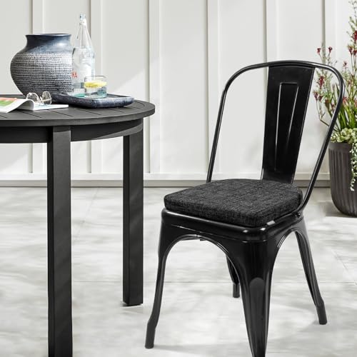 SINOSSO Memory Foam 14" Metal Chair Cushions 4 Pcs, Modern Interwoven Style Magnetic Chair Pads for Dining Kitchen Cafe Bistro Stackable Chair (U-Shape, Black-Gray, 4) - color: Black