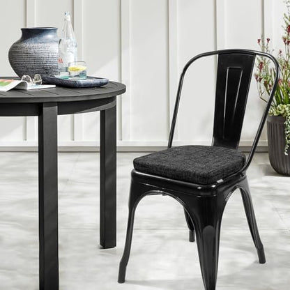SINOSSO Memory Foam 14" Metal Chair Cushions 4 Pcs, Modern Interwoven Style Magnetic Chair Pads for Dining Kitchen Cafe Bistro Stackable Chair (U-Shape, Black-Gray, 4) - color: Black