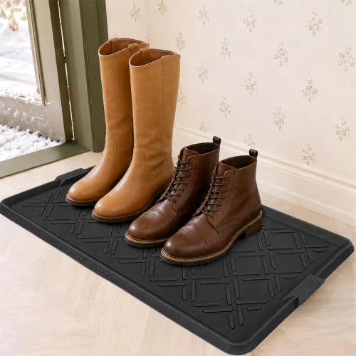 Boot Tray for Entryway, Rubber Shoe Mat, Waterproof Shoe Tray - size: 27"x16"