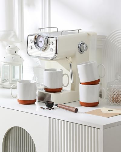 MALACASA 12oz Ceramic Coffee Mugs Set of 4, Stackable Coffee Cups with Straight-Sided Design, Mugs for Coffee, Latte, Tea, Hot Chocolate, Cappuccino and Cocoa, Microwave & Dishwasher Safe, Khaki White - color: Straight-Khaki White, size: 12 Oz