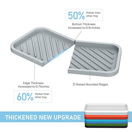Silicone Sponge Holder-Large Thick Durable 10" Sink Organizer Tray-Kitchen | Thick Durable Sponge Caddy, Large Sink Tray, Dish Soap & Scouring Pad Holder, Countertop Drip Tray, Easy Clean, Rust-Proof - color: A-gr, size: 10x5.1inch
