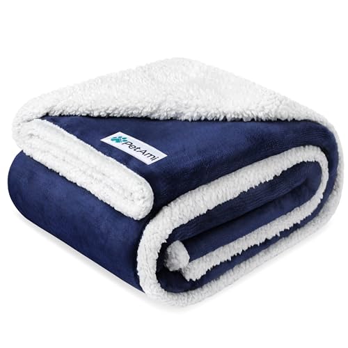 PetAmi Waterproof Dog Blanket for Small Dog Puppy Cat, 29x40, Blue | 460 GSM Sherpa Fleece Reversible, Pee Proof Pet Blanket, Furniture Protector Cover for Couch Sofa Kennel, Washable - color: Blue, size: Medium 29 X 40 Inches