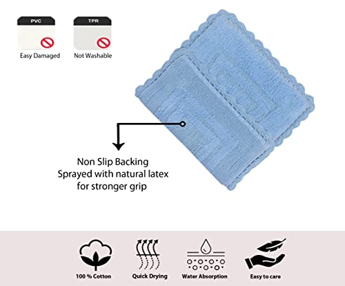 Home Weavers Casual Elegance Reversible Bathmat 100% Cotton Bathroom Rugs Set, Washable Rug, Thick Extra Soft and Absorbent Bath Rug, Kitchen Mat, Bath Mat Set, Non Slip Mat, 20"x20" Contour, Blue - color: Blue, size: 1'8" x 1'8" (Contour)