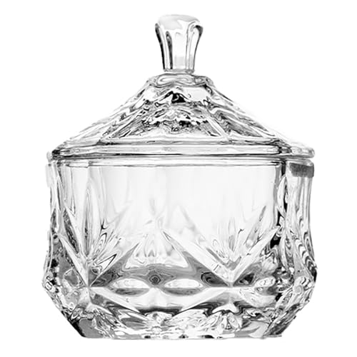 Colorful Crystal Glass Candy Snack Barrel Storage Jar Embossed Luxury Cookie Buffet Canister With Lids Jewelry Box Jar Biscuit Containers(Clear) - color: Treasure Box-Clear