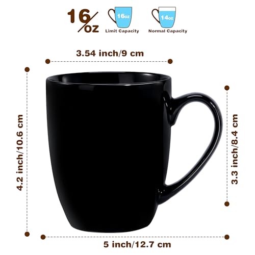 Urbanstrive 16 oz Large Coffee Mug with Handle Tea Cup Novelty Coffee Cup Idea Gift for Men Women Office Work, Black - color: Black