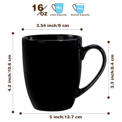 Urbanstrive 16 oz Large Coffee Mug with Handle Tea Cup Novelty Coffee Cup Idea Gift for Men Women Office Work, Black - color: Black