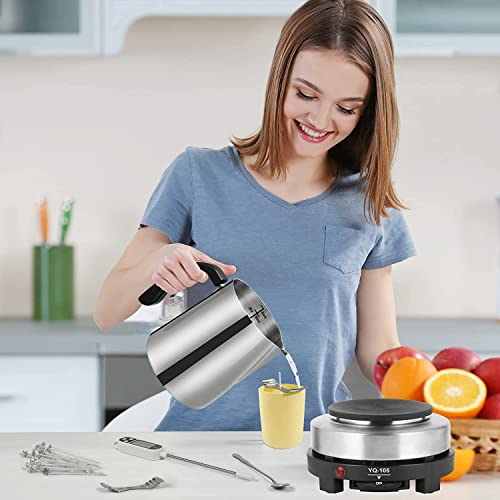 SAEUYVB Candle Making Kit/Supplies with Electric Hot Plate(Black) | Wax Melter for Candle Making,Candle Making Supplies for Beginners with Pouring Pot,Hot Plate,Instruction Manual and More - color: black kit