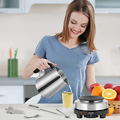 SAEUYVB Candle Making Kit/Supplies with Electric Hot Plate(Black) | Wax Melter for Candle Making,Candle Making Supplies for Beginners with Pouring Pot,Hot Plate,Instruction Manual and More - color: black kit